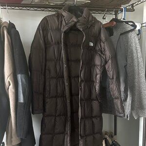 The North Face women’s Long Brown Puffer Jacket- Size medium